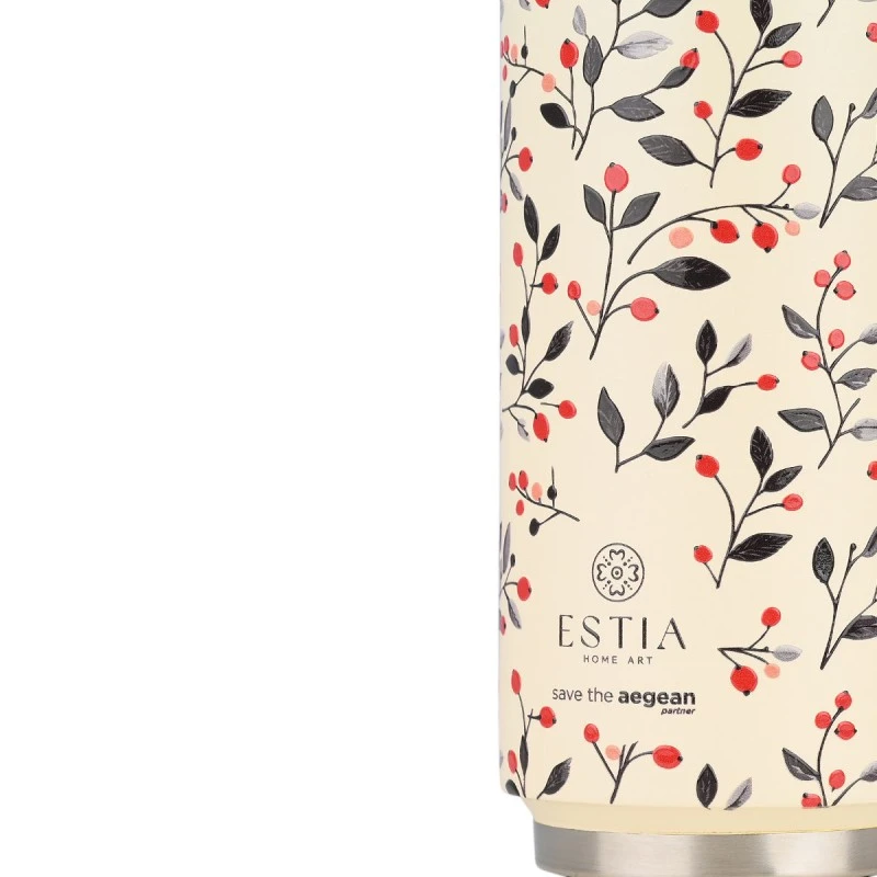 INSULATED BOTTLE TRAVEL CUP SAVE THE AEGEAN 500ml BLOOM BEIGE