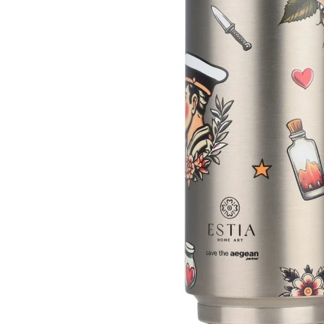 INSULATED BOTTLE  TRAVEL CUP SAVE THE AEGEAN 500ml OLD SCHOOL INK