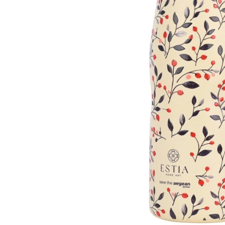 INSULATED BOTTLE TRAVEL FLASK SAVE THE AEGEAN 500ml BLOOM BEIGE