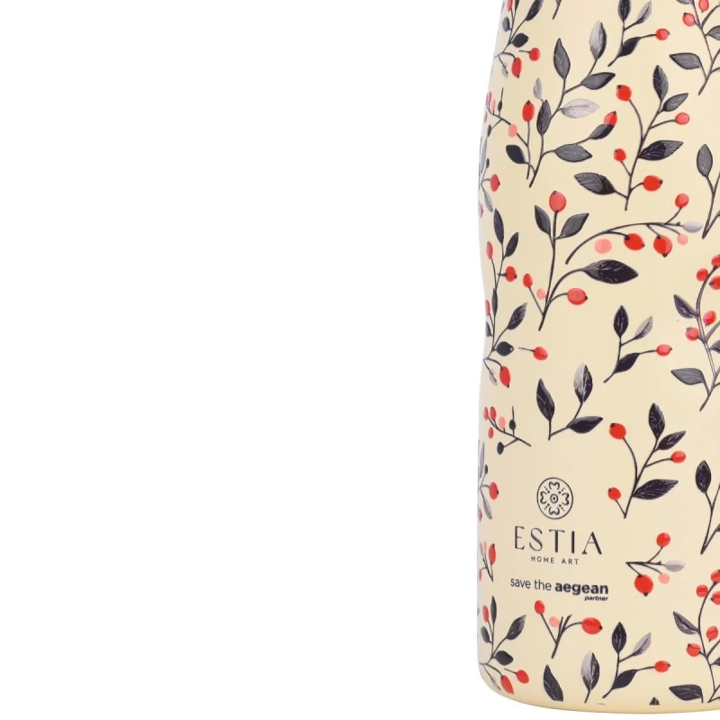 INSULATED BOTTLE TRAVEL FLASK SAVE THE AEGEAN 500ml BLOOM BEIGE