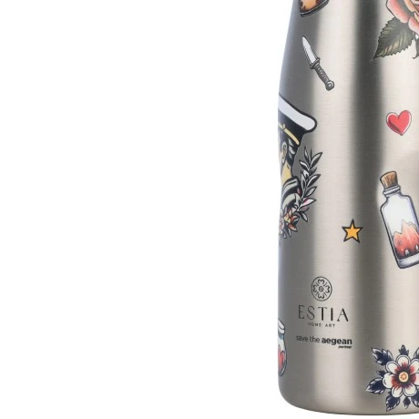INSULATED BOTTLE TRAVEL FLASK SAVE THE AEGEAN 500ml OLD SCHOOL INK