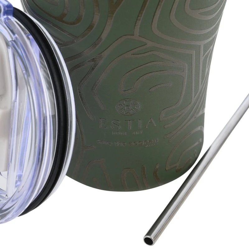 INSULATED COFFEE MUG SAVE THE AEGEAN 350ml OLIVE FLOW