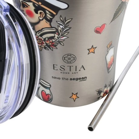 INSULATED COFFEE MUG SAVE THE AEGEAN 350ml OLD SCHOOL INK
