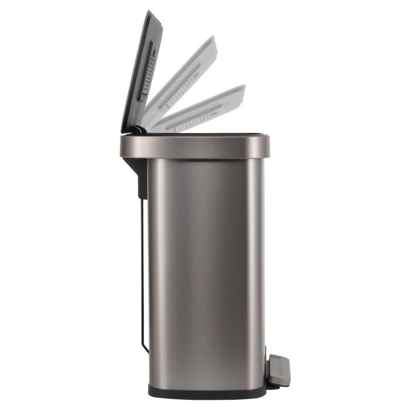 KITCHEN TRASH CAN FLATOP SOFT CLOSE 50lt MATTE INOX