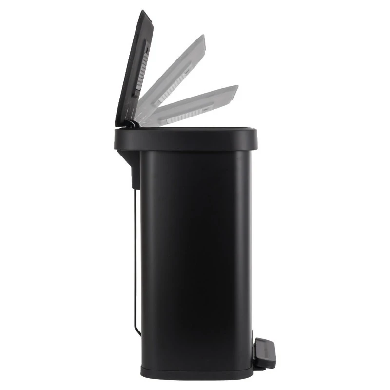 KITCHEN TRASH CAN FLATOP SOFT CLOSE 50lt MATTE BLACK