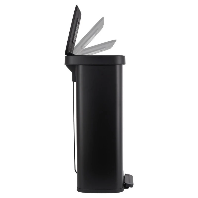 KITCHEN TRASH CAN FLATOP SOFT CLOSE 70lt MATTE BLACK