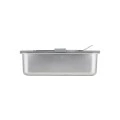 LUNCH BOX STAINLESS STEEL 1250ml WITH GLASS LID &amp; STAINLESS STEEL FORK