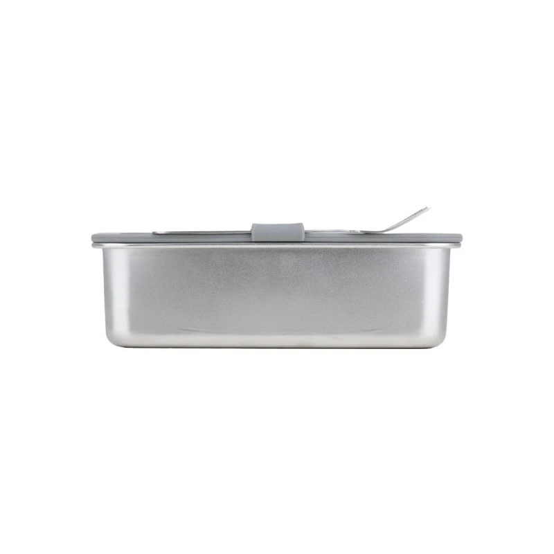 LUNCH BOX STAINLESS STEEL 1250ml WITH GLASS LID &amp; STAINLESS STEEL FORK