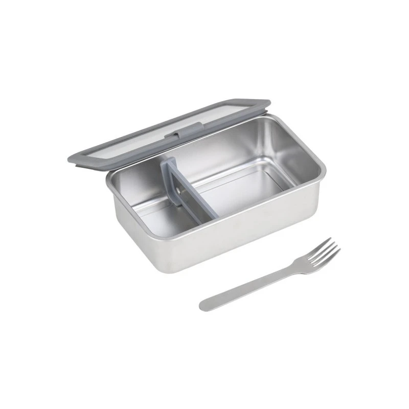 LUNCH BOX STAINLESS STEEL 1250ml WITH GLASS LID &amp; STAINLESS STEEL FORK