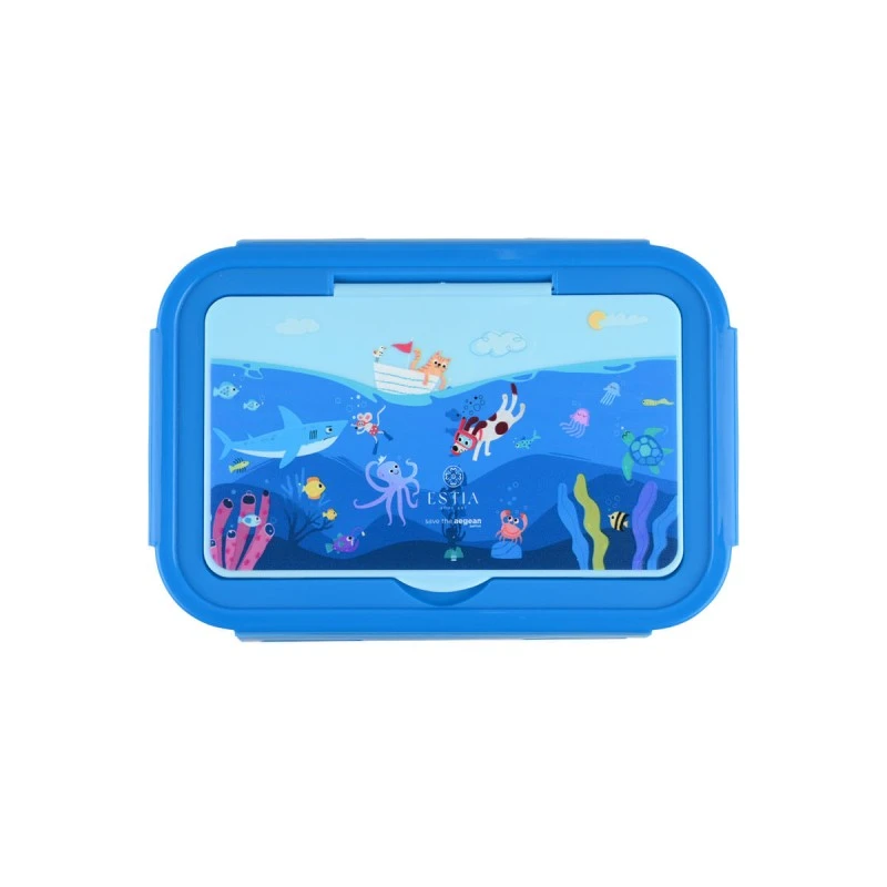 KIDS LUNCH BOX SAVE THE AEGEAN 900ml WITH 2 STAINLESS STEEL COMPARTMENTS OCEAN PLAY