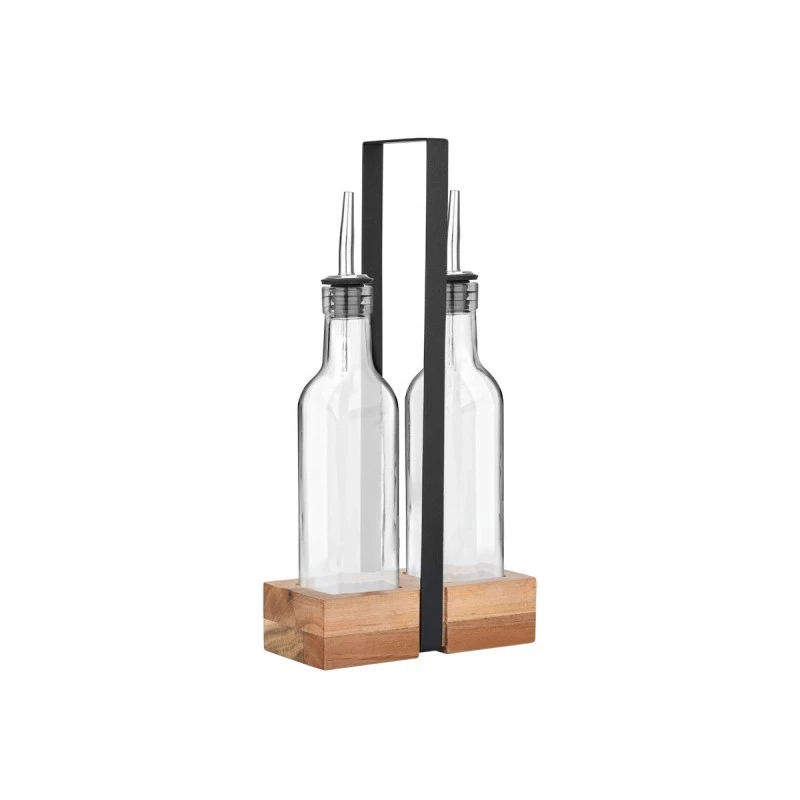 OIL &amp; VINEGAR BOTTLES ALLURE 2x280ml WITH WOODEN BASE