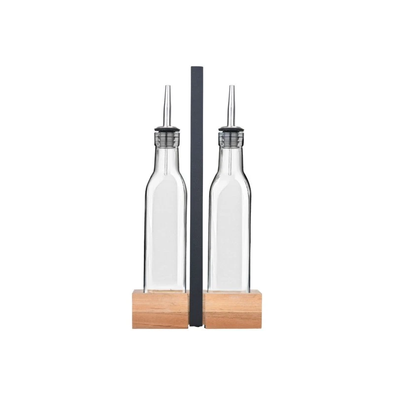OIL &amp; VINEGAR BOTTLES ALLURE 2x280ml WITH WOODEN BASE