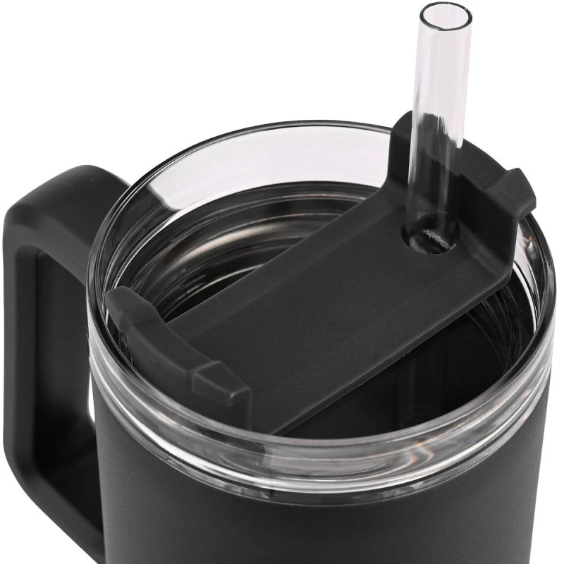 INSULATED BOTTLE STRAW TUMBLER HOMELY 900ml MIDNIGHT BLACK