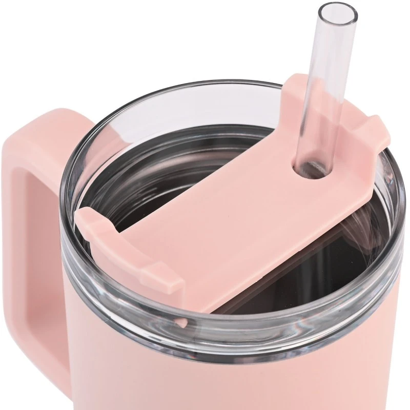 HOMELY ΘΕΡΜΟΣ STRAW TUMBLER 900ml ROSE QUARTZ
