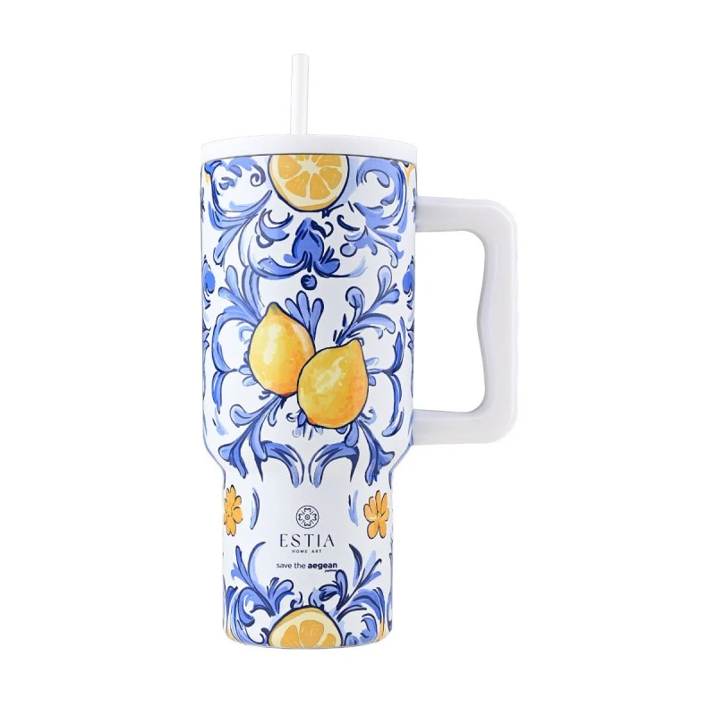 ESTIA ΘΕΡΜΟΣ STRAW TUMBLER XL SAVE THE AEGEAN 900ml AMALFI COAST