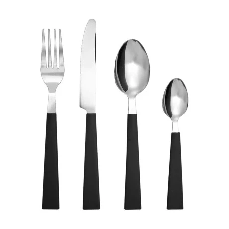 CUTLERY SET BLACK HANDLE STAINLESS STEEL 18/0 16 PCS.