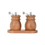 SALT/PEPPER MILLS ALLURE SET OF 2PCS. WITH WOODEN BASE