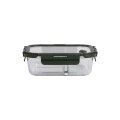 LUNCH BOX GLASS CLICK &amp; SEAL 2 TIERS WITH SILICON AIR-VENT 1030ml OLIVE