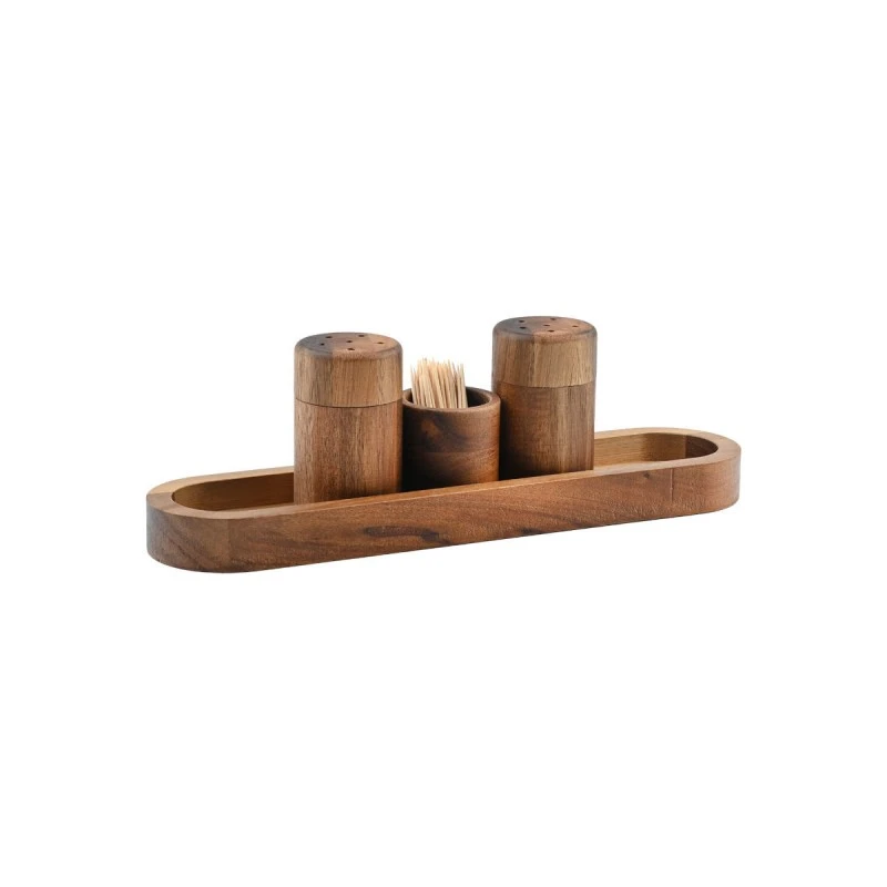 TRAY SET ALLURE WITH SALT/PEPER/TOOTHPICKS CONTAINERS