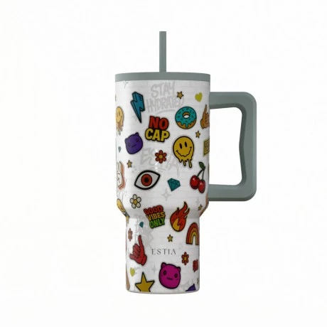 INSULATED STRAW TUMBLER XL SAVE THE AEGEAN 900ml URBAN VIBES
