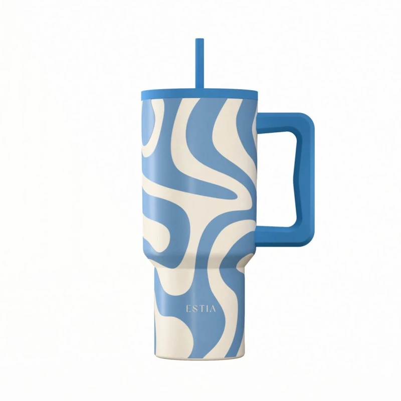 ESTIA ΘΕΡΜΟΣ STRAW TUMBLER XL SAVE THE AEGEAN 900ml OCEAN WAVES