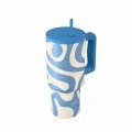 ESTIA ΘΕΡΜΟΣ STRAW TUMBLER XL SAVE THE AEGEAN 900ml OCEAN WAVES