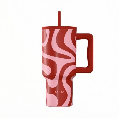 ESTIA ΘΕΡΜΟΣ STRAW TUMBLER XL SAVE THE AEGEAN 900ml CORAL WAVES
