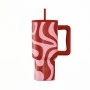 INSULATED STRAW TUMBLER XL SAVE THE AEGEAN 900ml CORAL WAVES