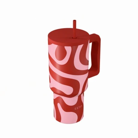 ESTIA ΘΕΡΜΟΣ STRAW TUMBLER XL SAVE THE AEGEAN 900ml CORAL WAVES
