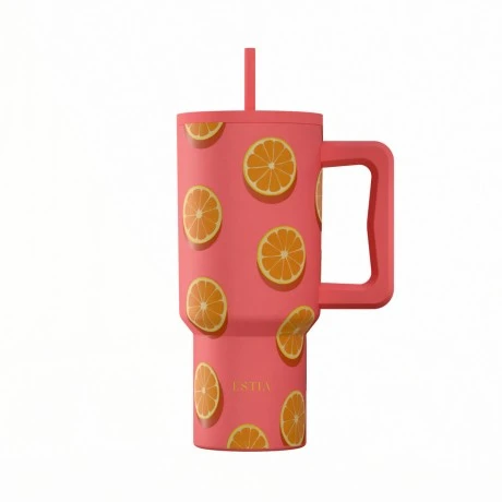 INSULATED STRAW TUMBLER XL SAVE THE AEGEAN 900ml ORANGE POP