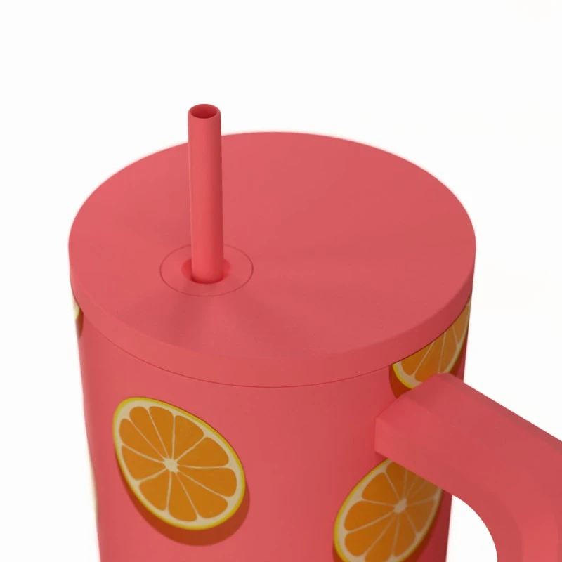 INSULATED STRAW TUMBLER XL SAVE THE AEGEAN 900ml ORANGE POP