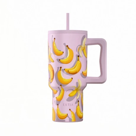 INSULATED STRAW TUMBLER XL SAVE THE AEGEAN 900ml BANANA MOOD