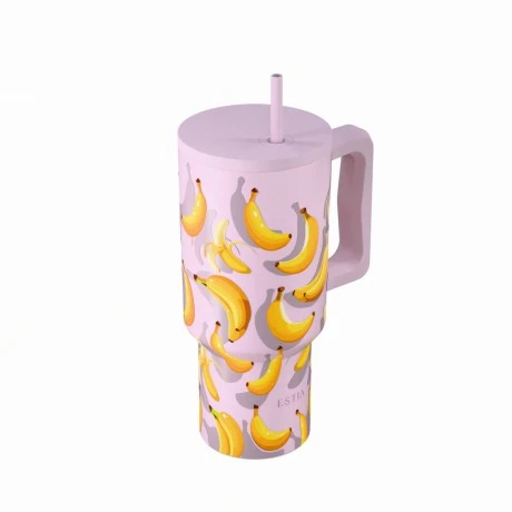 INSULATED STRAW TUMBLER XL SAVE THE AEGEAN 900ml BANANA MOOD