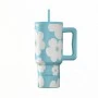 INSULATED STRAW TUMBLER XL SAVE THE AEGEAN 900ml BLUE DAISY