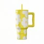 ESTIA ΘΕΡΜΟΣ STRAW TUMBLER XL SAVE THE AEGEAN 900ml YELLOW DAISY