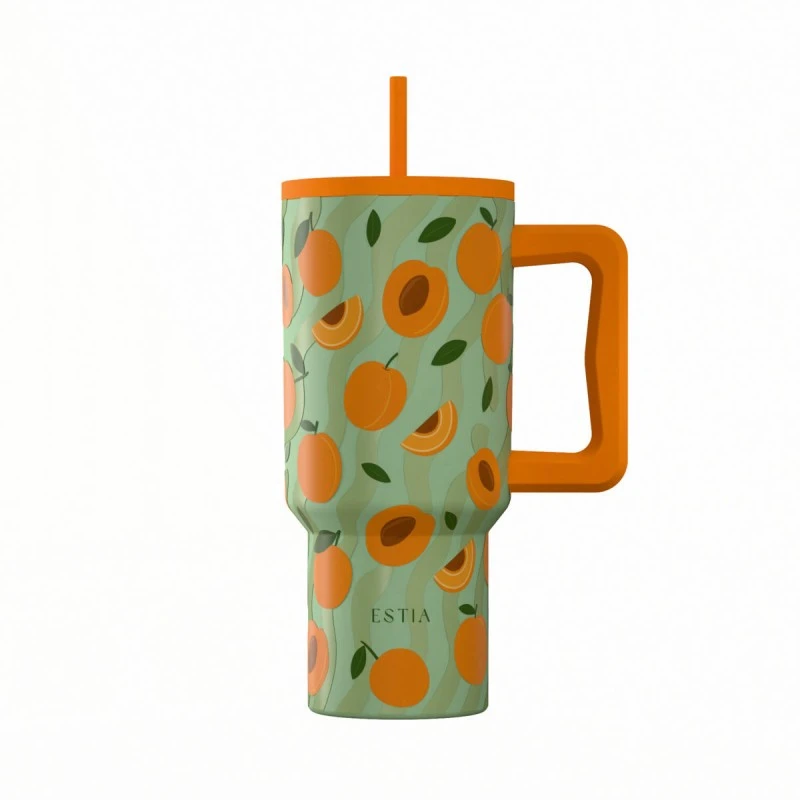 ESTIA ΘΕΡΜΟΣ STRAW TUMBLER XL SAVE THE AEGEAN 900ml PEACH GARDEN