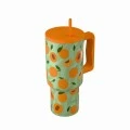 ESTIA ΘΕΡΜΟΣ STRAW TUMBLER XL SAVE THE AEGEAN 900ml PEACH GARDEN