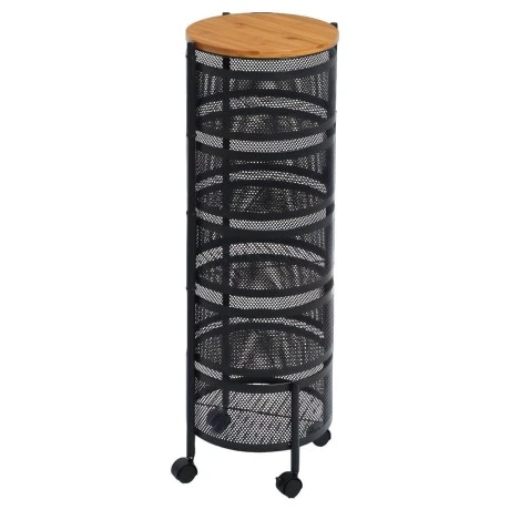 ORGANIZATION TROLLEY BAMBOO ESSENTIALS METALLIC WITH 5 DRAWERS BLACK