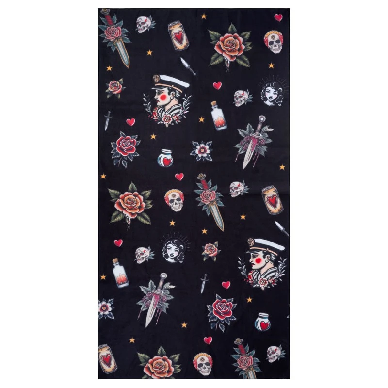 BEACH TOWEL MICROFIBER WITH POUCH OLD SCHOOL