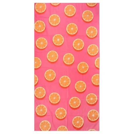 BEACH TOWEL MICROFIBER WITH POUCH ORANGE POP