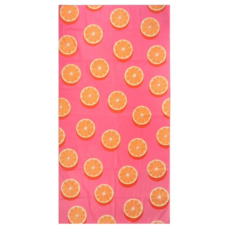 BEACH TOWEL MICROFIBER WITH POUCH ORANGE POP