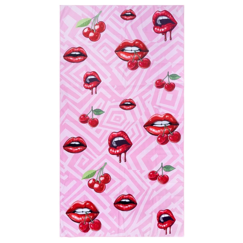 BEACH TOWEL MICROFIBER WITH POUCH BLUSH POP