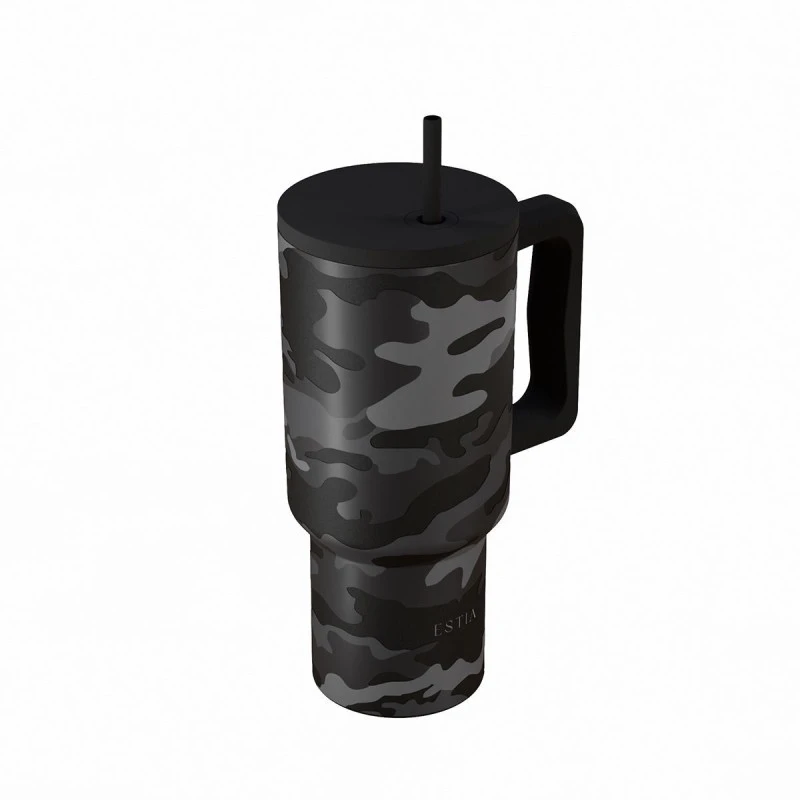ESTIA ΘΕΡΜΟΣ STRAW TUMBLER XL SAVE THE AEGEAN 900ml DARK CAMO