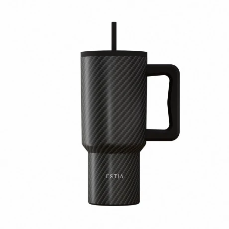 INSULATED STRAW TUMBLER XL SAVE THE AEGEAN 900ml CARBON FIBRE