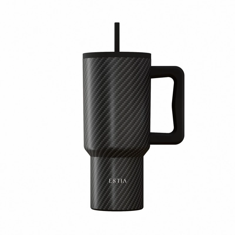 ESTIA ΘΕΡΜΟΣ STRAW TUMBLER XL SAVE THE AEGEAN 900ml CARBON FIBRE