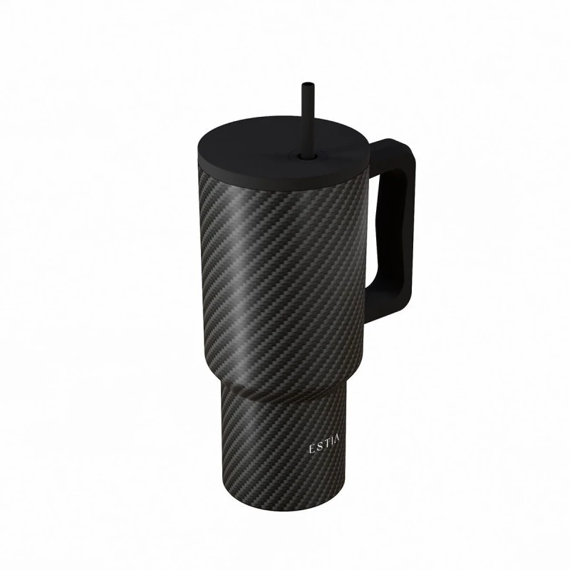ESTIA ΘΕΡΜΟΣ STRAW TUMBLER XL SAVE THE AEGEAN 900ml CARBON FIBRE
