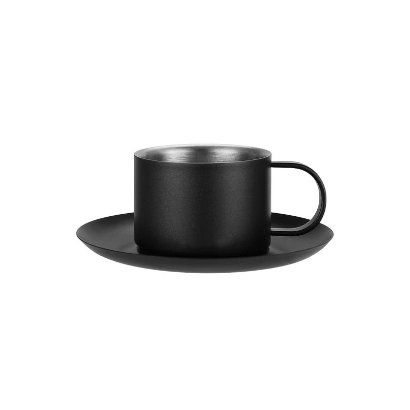 COFFEE CUP WITH SAUCER TAZZINA STAINLESS STEEL 80ml BLACK