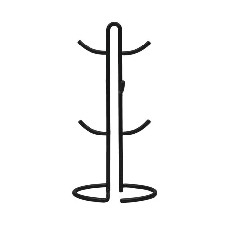 MUG RACK MATTE BLACK ZINC ALLOY 6 HOOKS