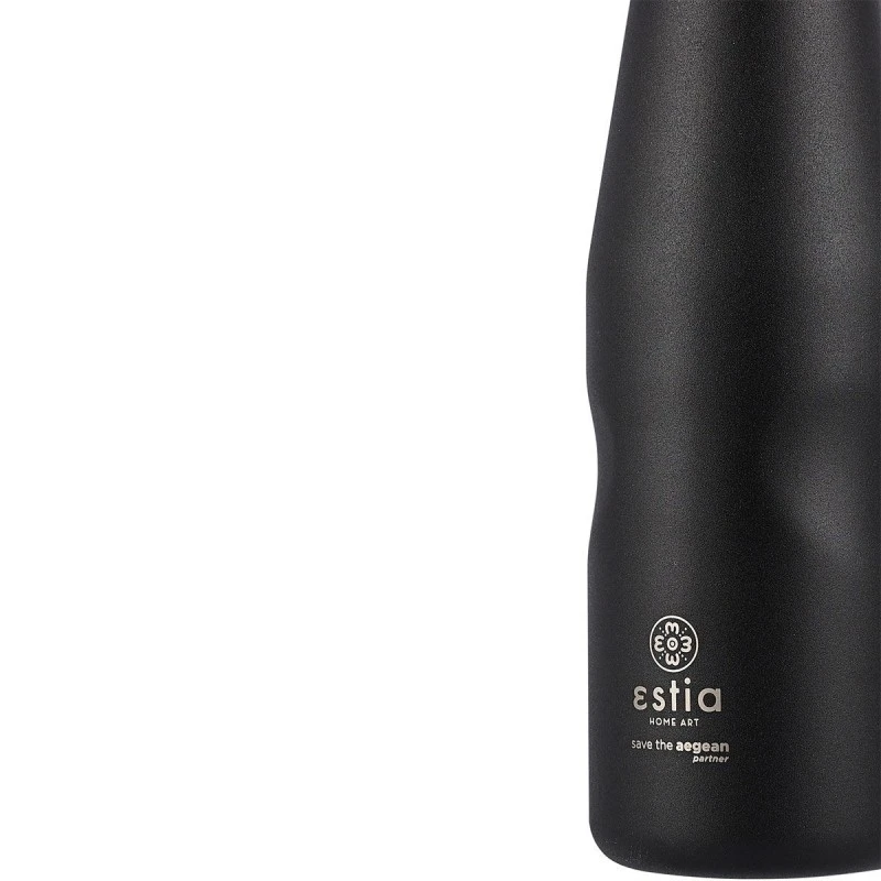 INSULATED BOTTLE TRAVEL FLASK SAVE THE AEGEAN 500ml MIDNIGHT BLACK