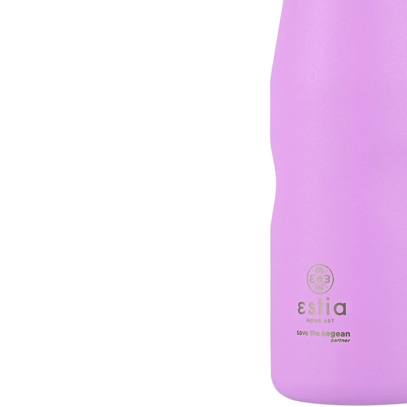 INSULATED BOTTLE TRAVEL FLASK SAVE THE AEGEAN 500ml LAVENDER PURPLE